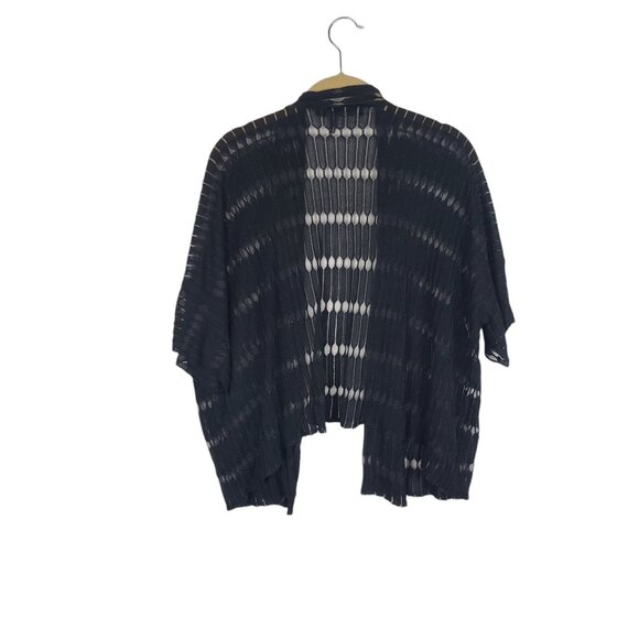 Nic & Zoe Special Edition Cardigan Black Sheer Short Sleeve Topper Size S/M - Picture 2 of 5
